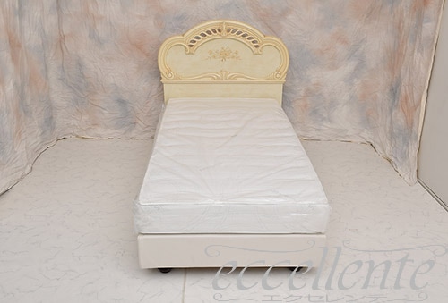 イタリア製 シングルベッド ミレディ アイボリー/布張りスプリングフレーム(マットレスサイズW100cm)|ML-LET03AV01-EI-SLSO100