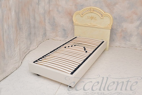 イタリア製 シングルベッド ミレディ アイボリー/布張りスプリングフレーム(マットレスサイズW100cm)|ML-LET03AV01-EI-SLSO100