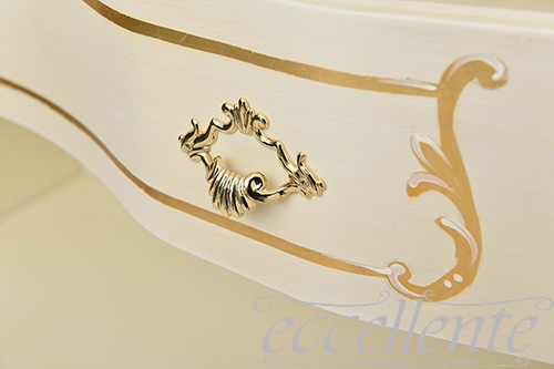 TV-BR581WA イタリア製 ブックシェルフ　St.ボルボネーゼ　アンティークホワイト＋ゴールドリーフ  Bookshelf St.Borbonese /Antique white with gold leaf