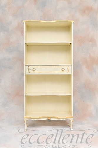 TV-BR581WA イタリア製 ブックシェルフ　St.ボルボネーゼ　アンティークホワイト＋ゴールドリーフ  Bookshelf St.Borbonese /Antique white with gold leaf