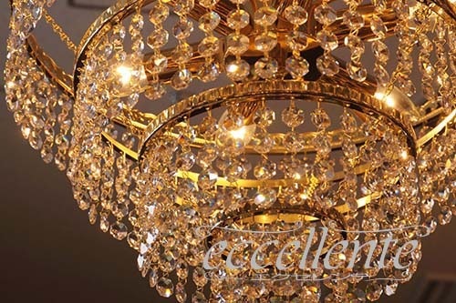 TB166006G4 チェコ製 ボヘミアクリスタル シャンデリア6灯　Round Gold<br>Bohemian Crystal Chandelier 6 lights Round Gold