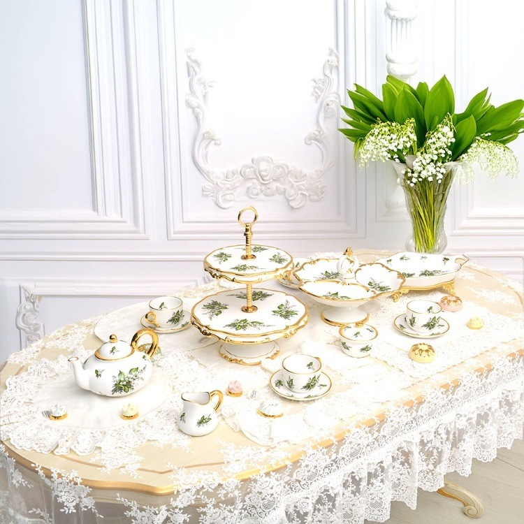 イタリア製 ケーキスタンド2段脚付 Mughetto｜Cake Stand 2 tiers Crystal Mughetto｜CB-920MUA2