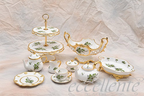 イタリア製 ケーキスタンド2段脚付 Mughetto｜Cake Stand 2 tiers Crystal Mughetto｜CB-920MUA2