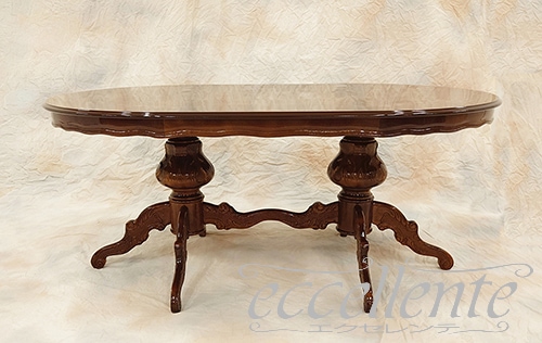 イタリア製ダイニングテーブル 175 象嵌 茶 Dining Table 175 Inlay