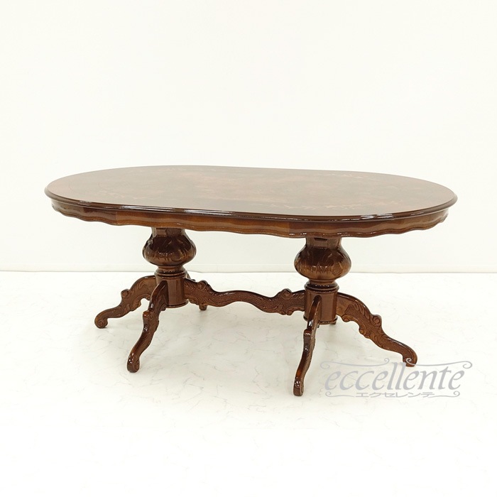 イタリア製ダイニングテーブル 175 象嵌 茶 Dining Table 175 Inlay Walnut Finish｜MS-9039IN