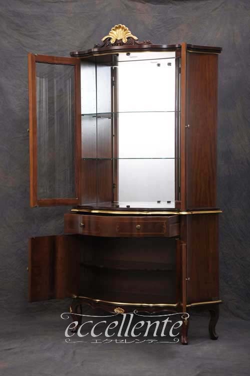 TV-BR6128NGU,TV-BR6120NG イタリア製 2ドアカップボード St.ボルボネーゼ 象嵌/ウォールナット+ゴールドリーフ 2 door cupboard St. Borbonese with inlay/Walnut color with gold leaf