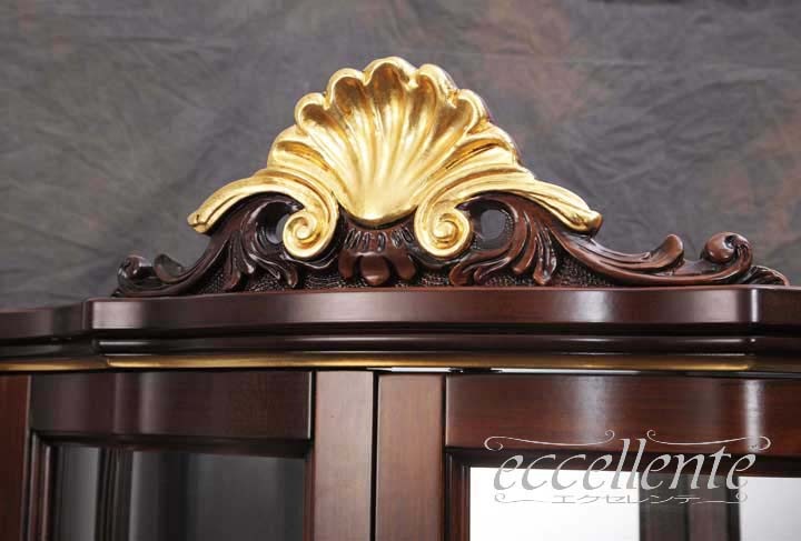 TV-BR6128NGU,TV-BR6120NG イタリア製 2ドアカップボード St.ボルボネーゼ 象嵌/ウォールナット+ゴールドリーフ 2 door cupboard St. Borbonese with inlay/Walnut color with gold leaf