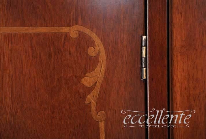 TV-BR6113NG イタリア製 3ドアサイドボード St.ボルボネーゼ 象嵌/ウォールナット+ゴールドリーフ 3 door sideboard St. Borbonese with inlay/Walnut color with gold leaf