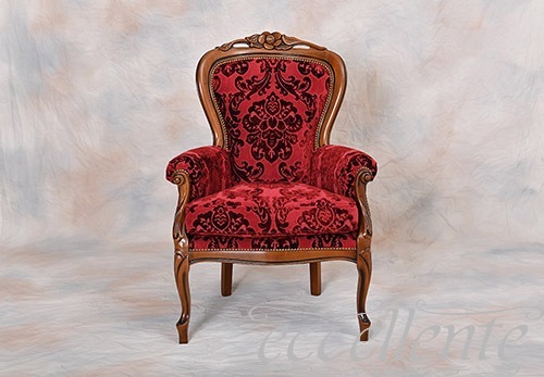 イタリア製 アームチェア ナターシャ ウォールナット／HAZEL レッド｜GP-542/AF3R