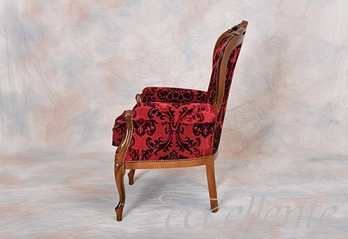 イタリア製 アームチェア ナターシャ ウォールナット／HAZEL レッド｜GP-542/AF3R