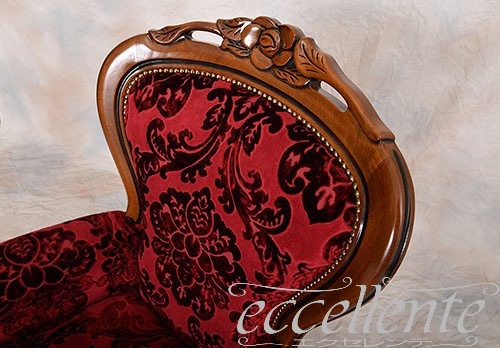 イタリア製 アームチェア ナターシャ ウォールナット／HAZEL レッド｜GP-542/AF3R