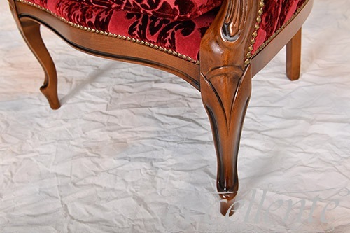 イタリア製 アームチェア ナターシャ ウォールナット／HAZEL レッド｜GP-542/AF3R