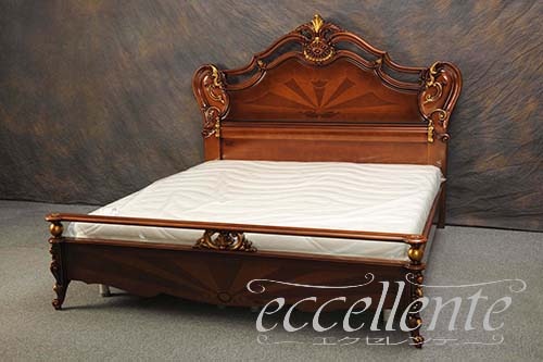 イタリア製 クイーンベッド Barocco(マットレス付き)｜PI-287SBAR