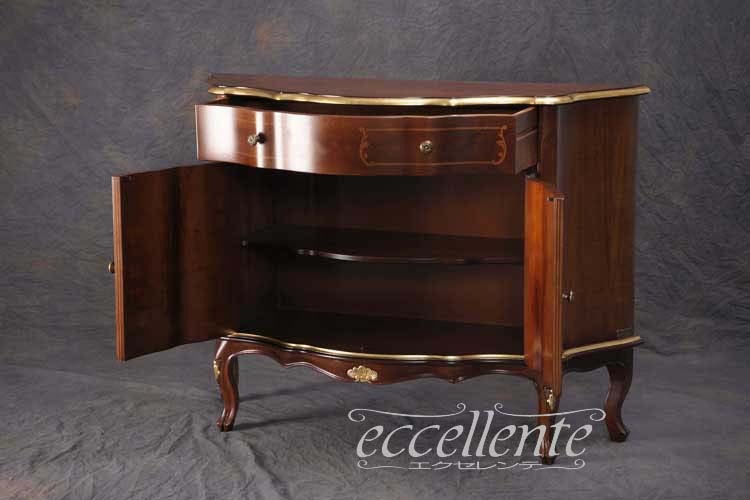 TV-BR6120NG イタリア製 2ドアサイドボード St.ボルボネーゼ 象嵌/ウォールナット+ゴールドリーフ 2 door sideboard St. Borbonese with inlay/Walnut color with gold leaf