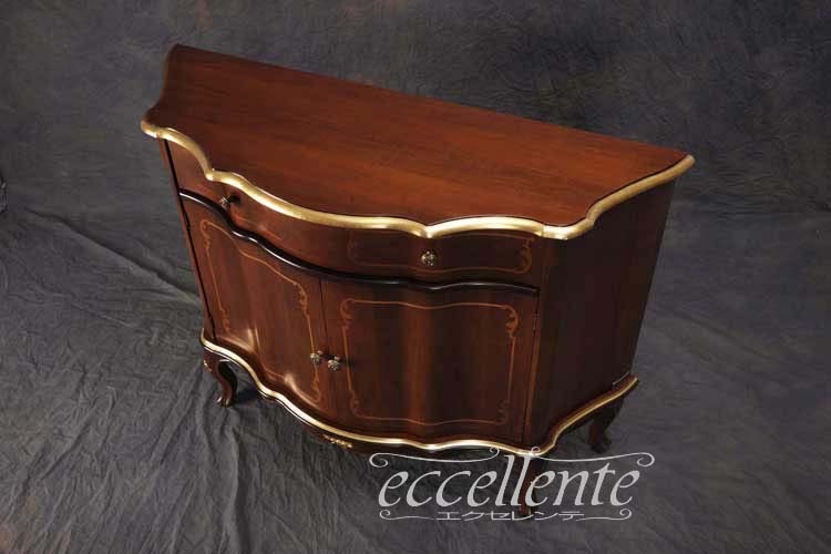 TV-BR6120NG イタリア製 2ドアサイドボード St.ボルボネーゼ 象嵌/ウォールナット+ゴールドリーフ 2 door sideboard St. Borbonese with inlay/Walnut color with gold leaf