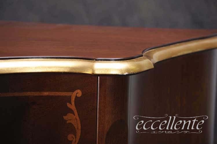 TV-BR6120NG イタリア製 2ドアサイドボード St.ボルボネーゼ 象嵌/ウォールナット+ゴールドリーフ 2 door sideboard St. Borbonese with inlay/Walnut color with gold leaf