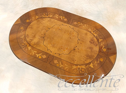 イタリア製　SIMONETTI社　ダイニングテーブル　ヴィンテージ　希少 イタリア製ダイニングテーブル 135 象嵌 茶 Dining Table 135 Inlay
