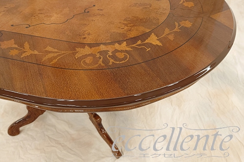 イタリア製ダイニングテーブル 135 象嵌 茶 Dining Table 135 Inlay