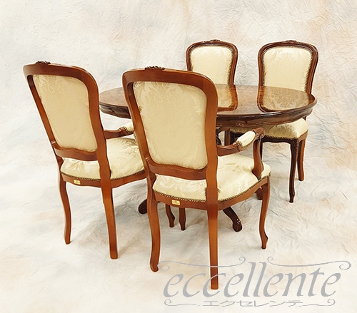 イタリア製ダイニングテーブル 135 象嵌 茶 Dining Table 135 Inlay