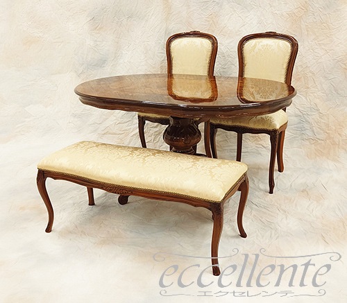 イタリア製ダイニングテーブル 135 象嵌 茶 Dining Table 135 Inlay