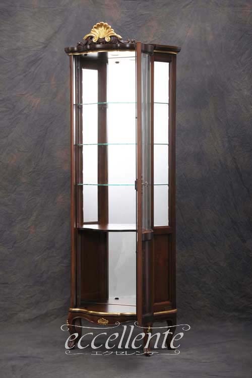 イタリア製 1ドアキュリオ St.ボルボネーゼ 象嵌／ウォールナット＋ゴールドリーフ｜1 door curio St. Borbonese with inlay/Walnut Finish with gold leaf｜TV-BR6126NG