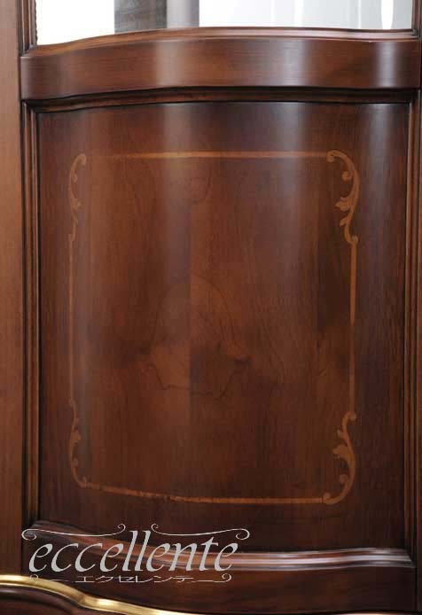 イタリア製 1ドアキュリオ St.ボルボネーゼ 象嵌／ウォールナット＋ゴールドリーフ｜1 door curio St. Borbonese with inlay/Walnut Finish with gold leaf｜TV-BR6126NG