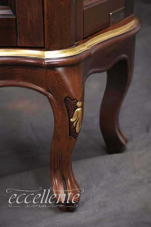 イタリア製 1ドアキュリオ St.ボルボネーゼ 象嵌／ウォールナット＋ゴールドリーフ｜1 door curio St. Borbonese with inlay/Walnut Finish with gold leaf｜TV-BR6126NG