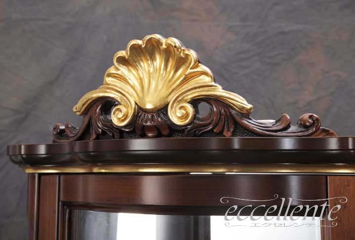 イタリア製 1ドアキュリオ St.ボルボネーゼ 象嵌／ウォールナット＋ゴールドリーフ｜1 door curio St. Borbonese with inlay/Walnut Finish with gold leaf｜TV-BR6126NG