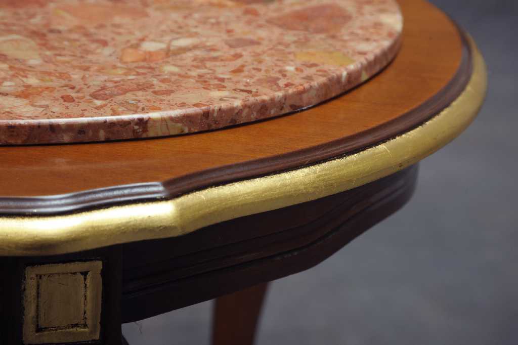 イタリア製 センターテーブル大理石トップ Natascia ウォールナット＆ゴールドリーフ｜GP-98ST