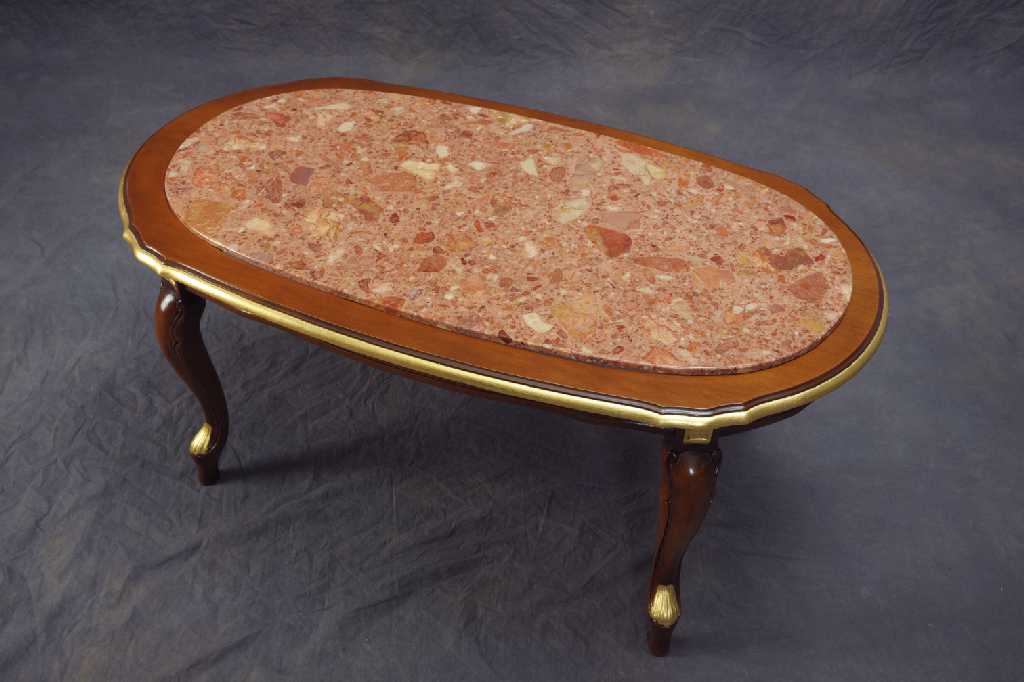 イタリア製 センターテーブル大理石トップ Natascia ウォールナット＆ゴールドリーフ｜GP-98ST