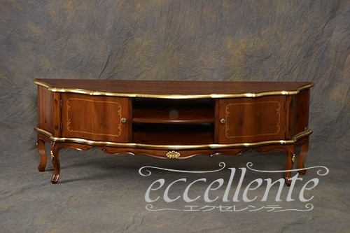 TV-BR6122NG イタリア製 テレビボードグランデ St.ボルボネーゼ 象嵌/ウォールナット+ゴールドリーフ TV board grande St. Borbonese with inlay/Walnut color with gold leaf