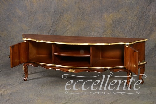 TV-BR6122NG イタリア製 テレビボードグランデ St.ボルボネーゼ 象嵌/ウォールナット+ゴールドリーフ TV board grande St. Borbonese with inlay/Walnut color with gold leaf