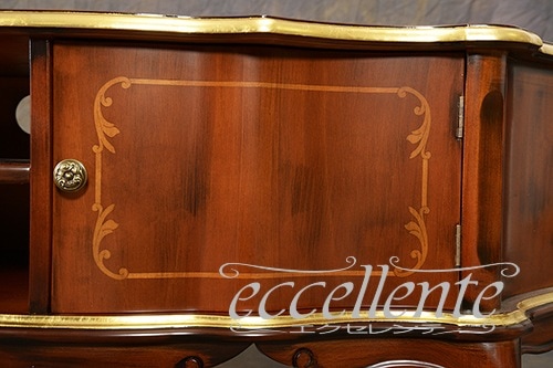 TV-BR6122NG イタリア製 テレビボードグランデ St.ボルボネーゼ 象嵌/ウォールナット+ゴールドリーフ TV board grande St. Borbonese with inlay/Walnut color with gold leaf