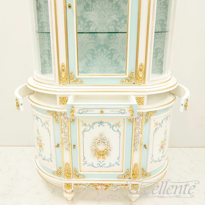 イタリア製 3ドアカップボード ブルー 3door cupboard Blue｜CO-L1080B