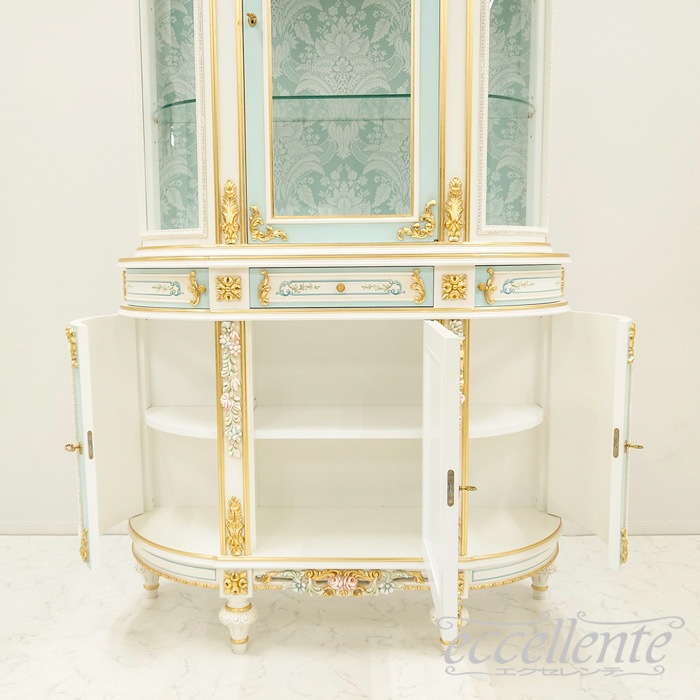 イタリア製 3ドアカップボード ブルー 3door cupboard Blue｜CO-L1080B