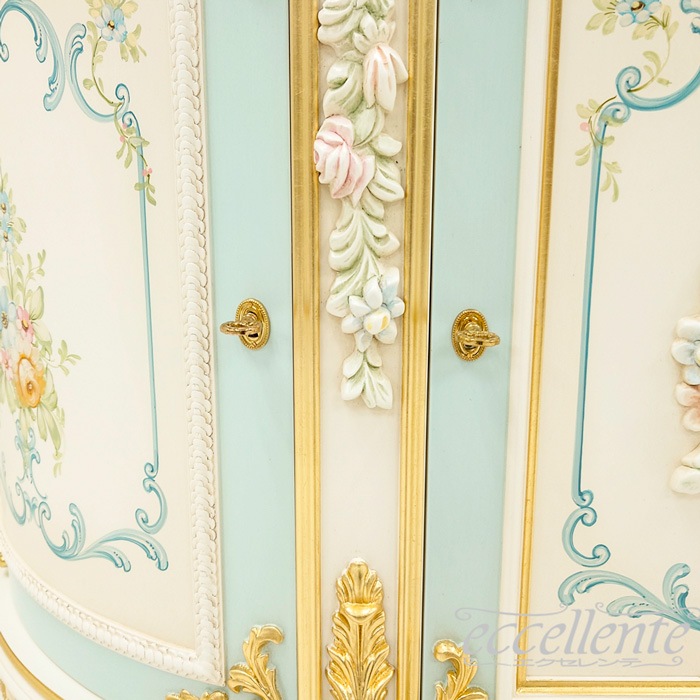 イタリア製 3ドアカップボード ブルー 3door cupboard Blue｜CO-L1080B