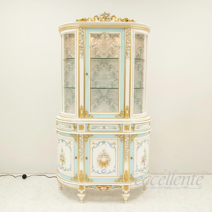 イタリア製 3ドアカップボード ブルー 3door cupboard Blue｜CO-L1080B