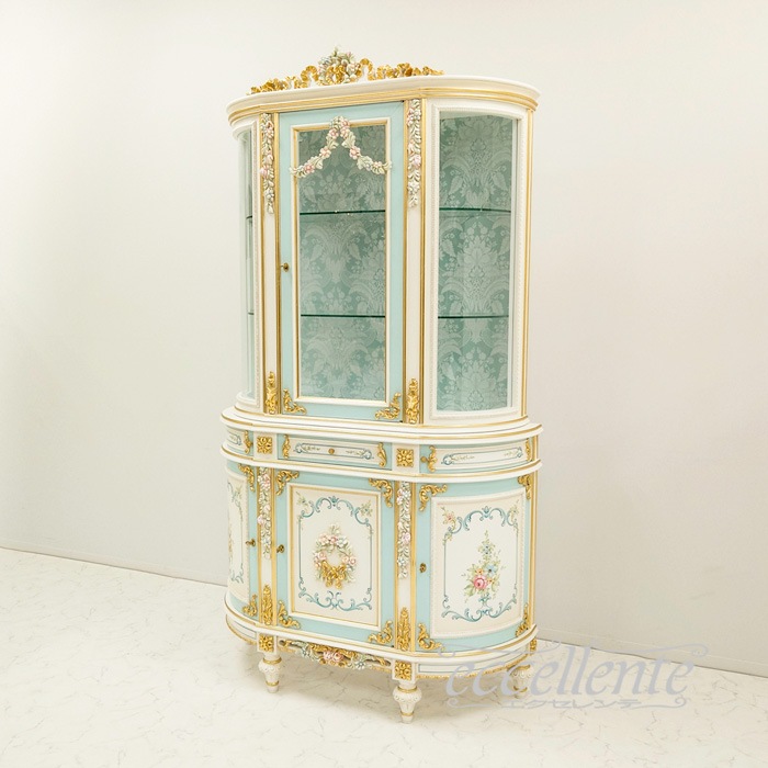 イタリア製 3ドアカップボード ブルー 3door cupboard Blue｜CO-L1080B