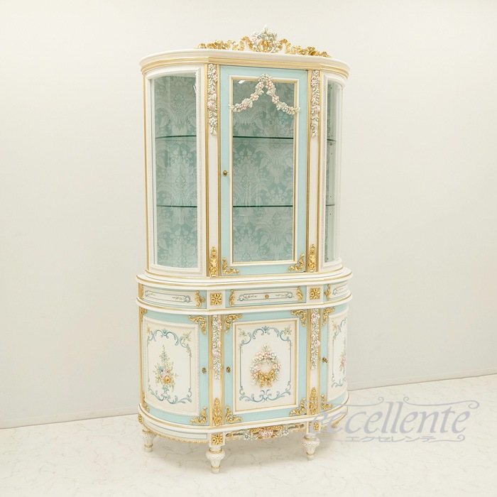 イタリア製 3ドアカップボード ブルー 3door cupboard Blue｜CO-L1080B