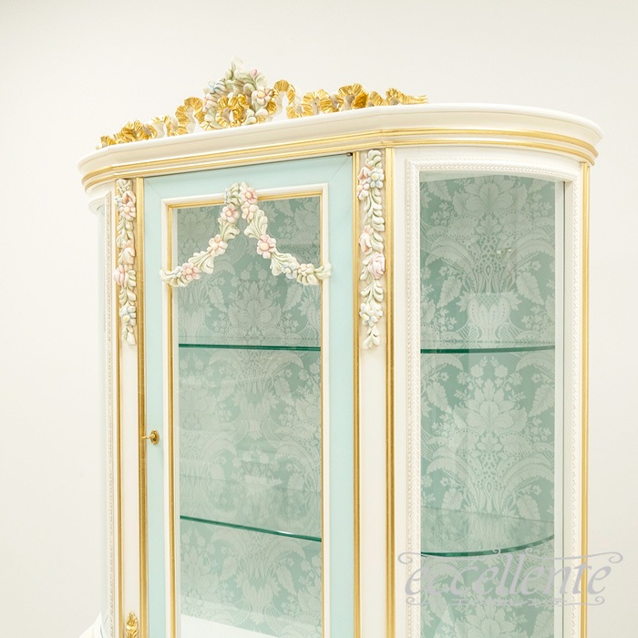 イタリア製 3ドアカップボード ブルー 3door cupboard Blue｜CO-L1080B