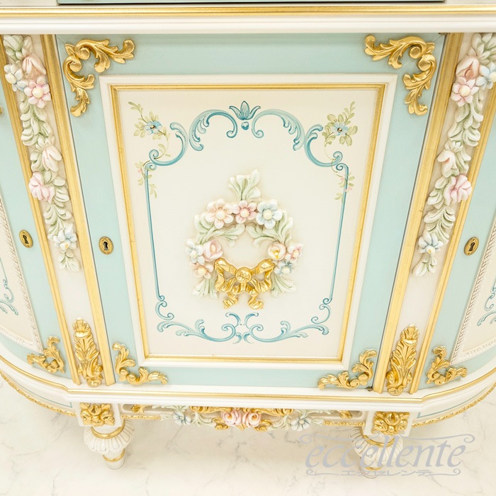 イタリア製 3ドアカップボード ブルー 3door cupboard Blue｜CO-L1080B