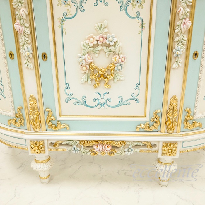 イタリア製 3ドアカップボード ブルー 3door cupboard Blue｜CO-L1080B