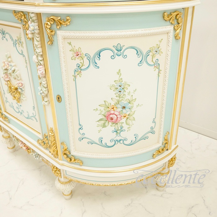 イタリア製 3ドアカップボード ブルー 3door cupboard Blue｜CO-L1080B