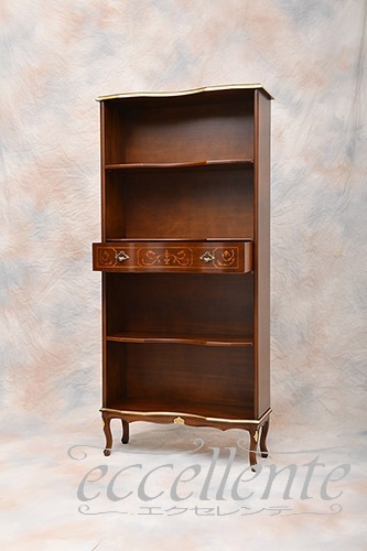 イタリア製 ブックシェルフ St.ボルボネーゼ 象嵌／ウォールナット＋ゴールドリーフ｜Bookshelf St.Borbonese with inlay/Walnut Finish with gold leaf｜TV-BR581NG