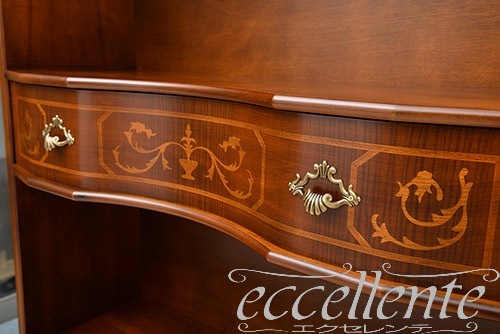 イタリア製 ブックシェルフ St.ボルボネーゼ 象嵌／ウォールナット＋ゴールドリーフ｜Bookshelf St.Borbonese with inlay/Walnut Finish with gold leaf｜TV-BR581NG