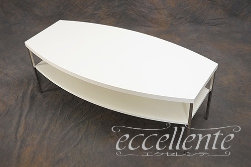 イタリア製 センターテーブル ローマ 2段／ホワイト｜RO-TAV02BI