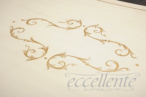 TV-BR94018WA_P　 イタリア製 ダイニングテーブル180　St.ボルボネーゼ　アンティークホワイト＋ゴールドリーフ【柄あり】  Dining Table 180 St. Borbonese/Antique white with gold leaf/without pattern on top