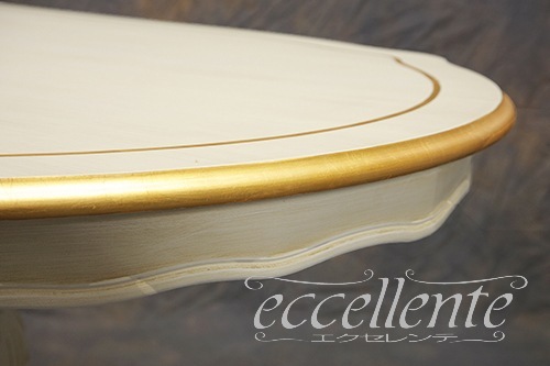 TV-BR94018WA_P　 イタリア製 ダイニングテーブル180　St.ボルボネーゼ　アンティークホワイト＋ゴールドリーフ【柄あり】  Dining Table 180 St. Borbonese/Antique white with gold leaf/without pattern on top