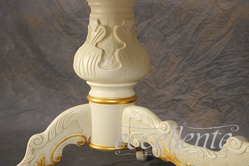 TV-BR94018WA_P　 イタリア製 ダイニングテーブル180　St.ボルボネーゼ　アンティークホワイト＋ゴールドリーフ【柄あり】  Dining Table 180 St. Borbonese/Antique white with gold leaf/without pattern on top