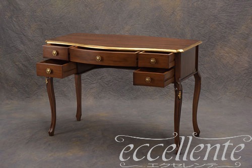 イタリア製 デスク St.ボルボネーゼ 象嵌／ウォールナット＋ゴールドリーフ｜Desk St.Borbonese with inlay/Walnut Finish with Gold Leaf｜TV-BR590NG
